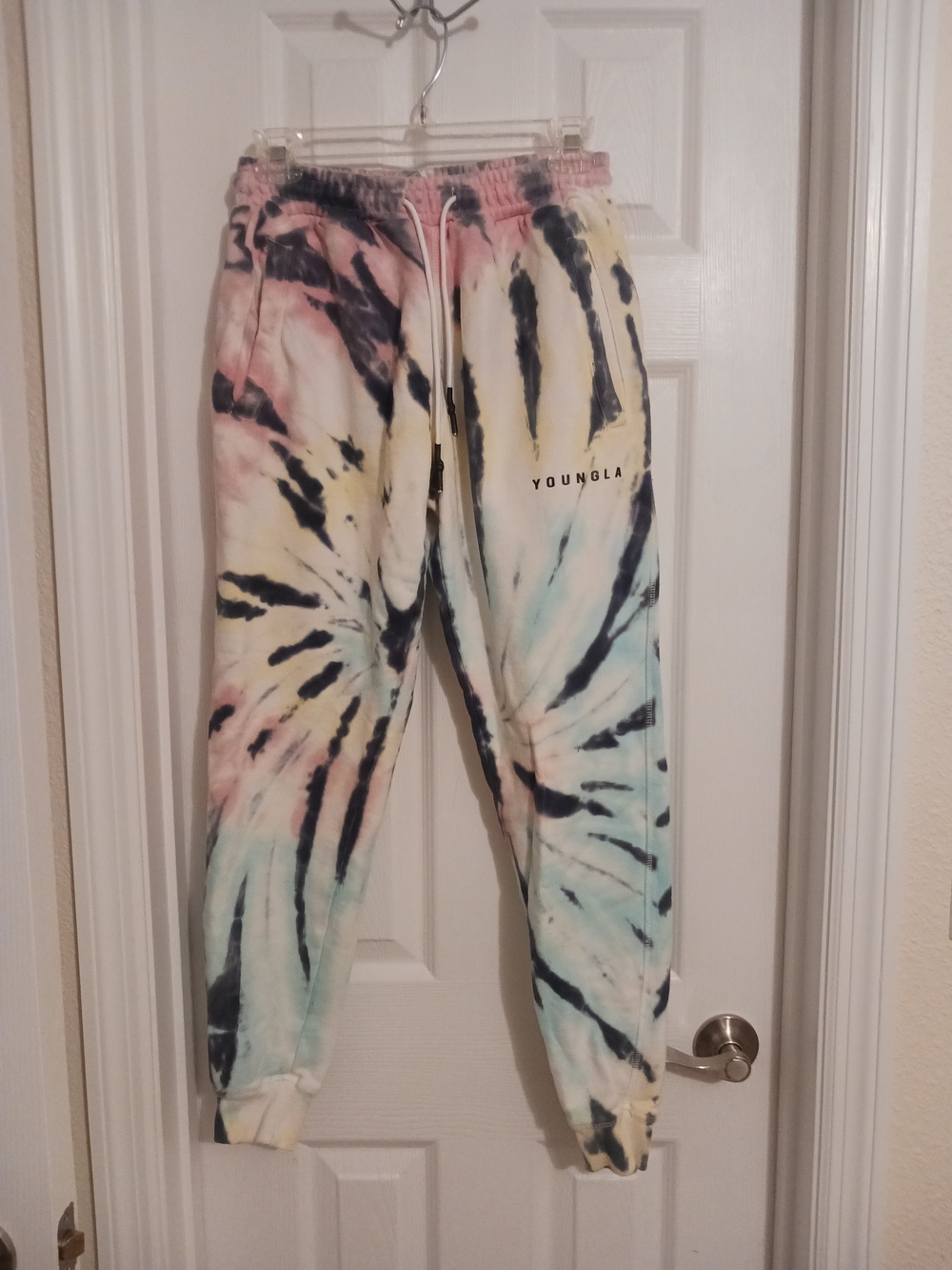 YoungLA Pastel Tie-Dye Joggers with Black Accents Size Small